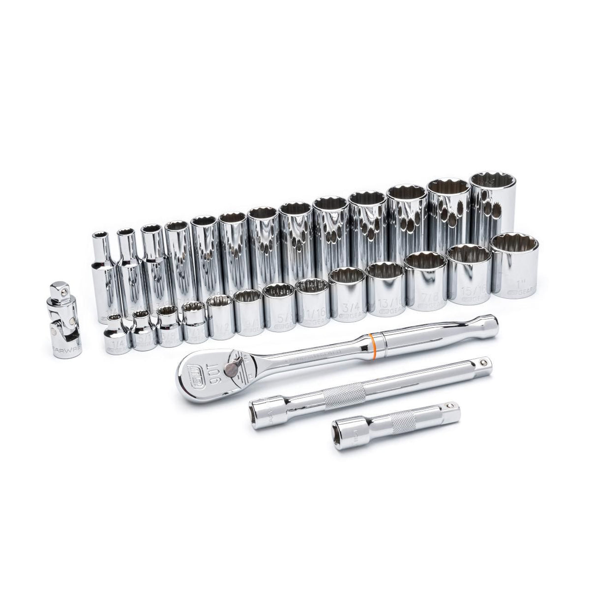 Gearwrench 80568 30 Piece 3/8" Drive 12 Point Standard and Deep SAE Mechanics Tool Set