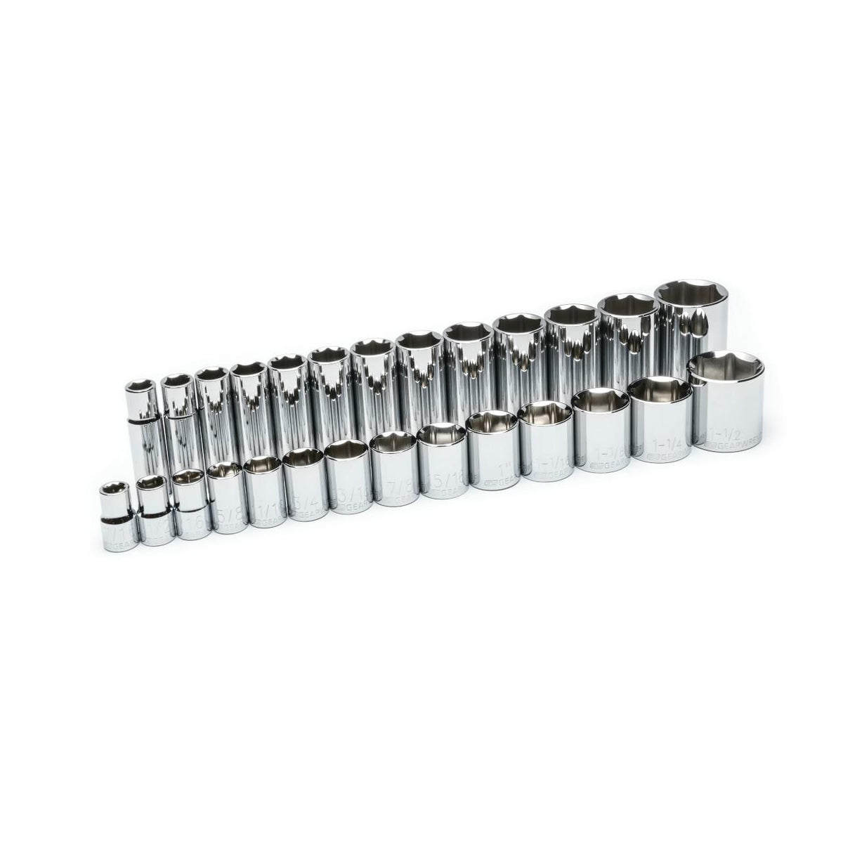 Gearwrench 80729 27 Piece 1/2" Drive 6 Point Standard and Deep SAE Socket Set