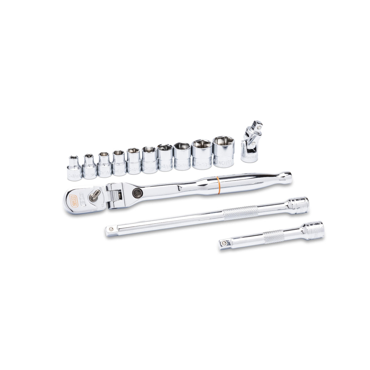 Gearwrench 81391 14 Piece 1/4" Drive 120XP Locking Flex Head Ratchet and 6 Point SAE Stubby Socket Mechanics Tool Set