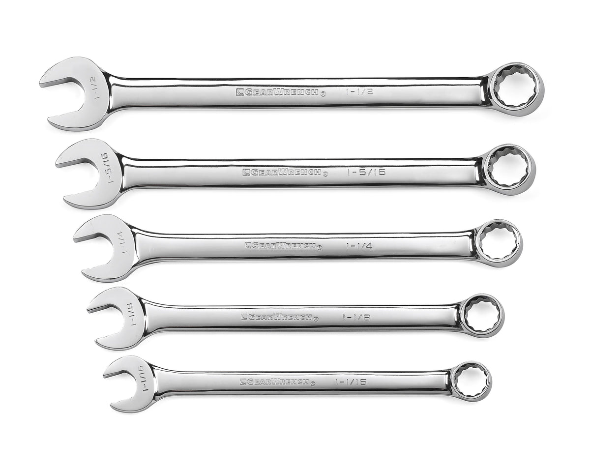 Gearwrench 81921 5 Piece SAE 12 Point Long Pattern Combination Wrench Set