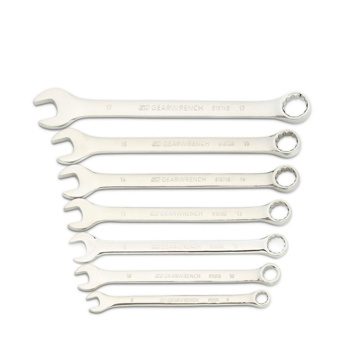 Gearwrench 81932 9 Piece 12 Point Long Pattern Combination Metric Wrench Set with Tool Roll