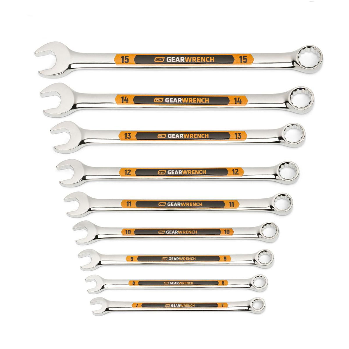 Gearwrench 81932H 9 Piece 12 Point Metric Hi-Viz Long Pattern Combination Wrench Set with Tool Roll