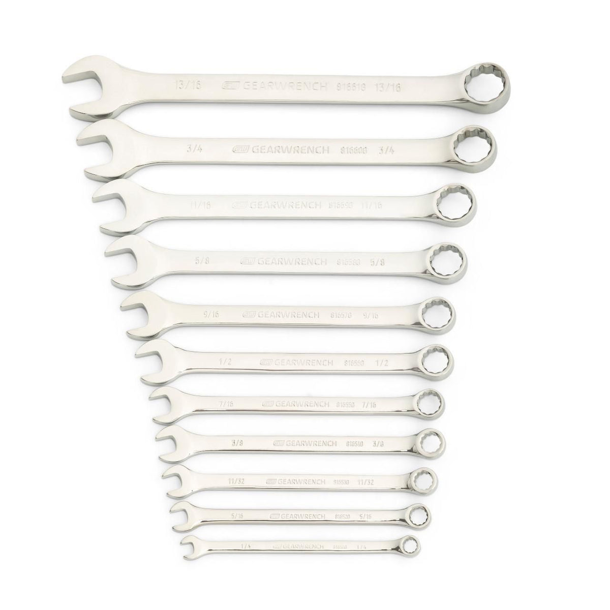 Gearwrench 81934 11 Piece 12 Point Long Pattern Combination SAE Wrench Set with Tool Roll