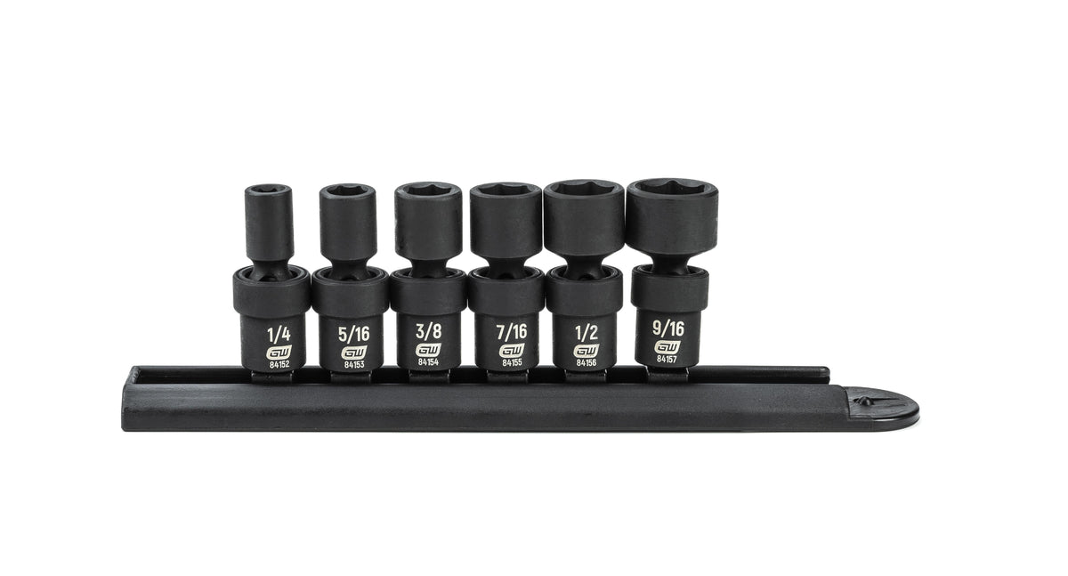 Gearwrench 84904 6 Piece 1/4" Drive 6 Point Standard Universal Impact SAE Socket Set
