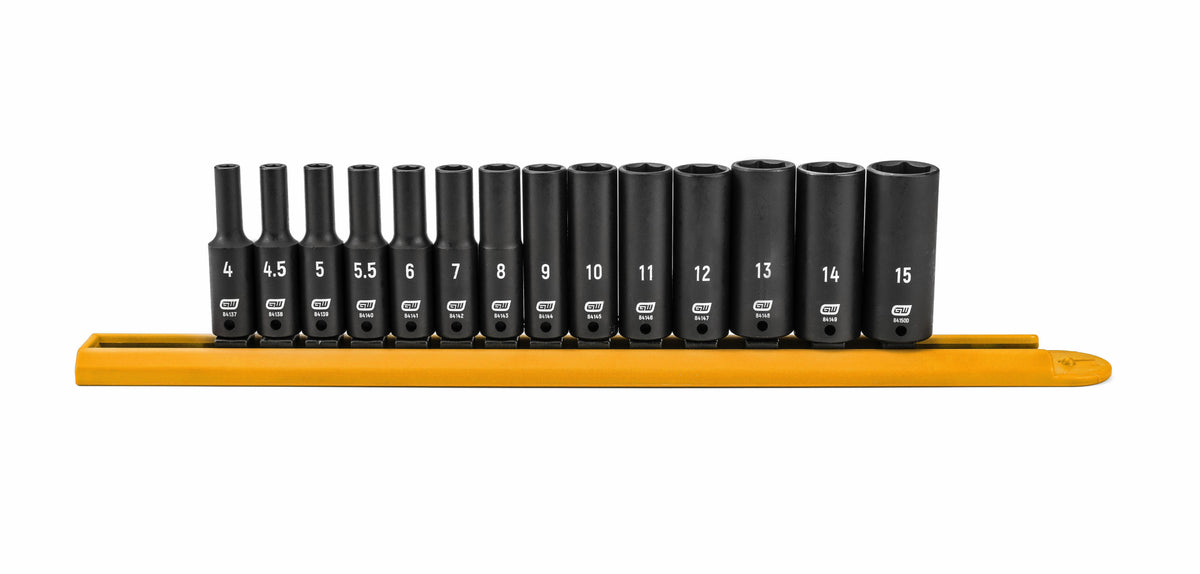 Gearwrench 84909 14 Piece 1/4" Drive 6 Point Deep Impact Metric Socket Set