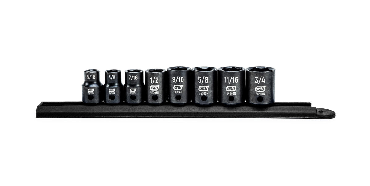 Gearwrench 84910N 8 Piece 3/8" Drive 6 Point Standard Impact SAE Socket Set