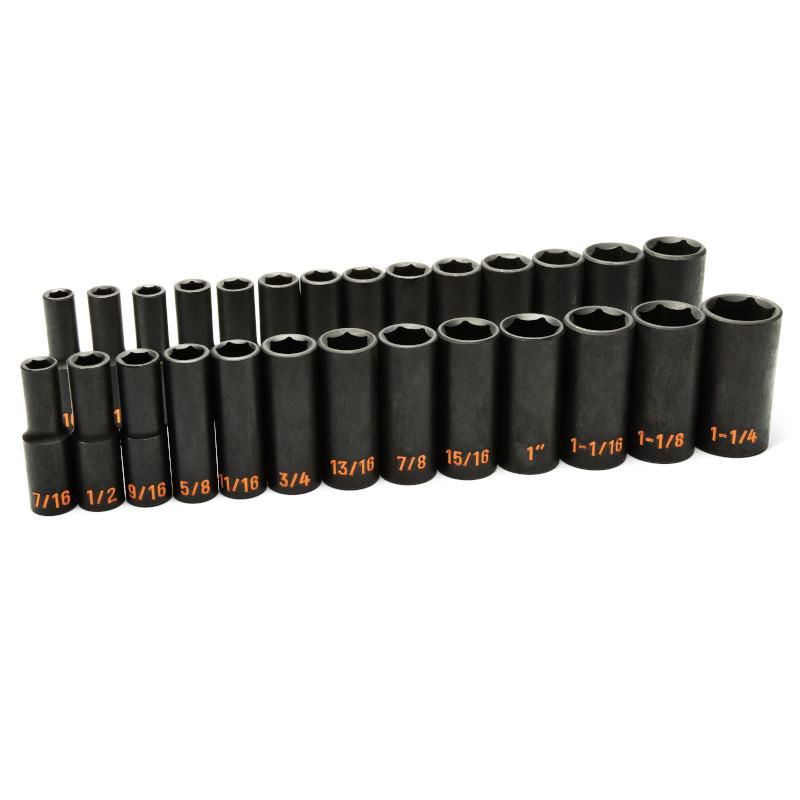 Gearwrench 84949H 27 Piece 1/2" Drive 6 Point SAE/Metric Hi-Viz Deep Impact Socket Set