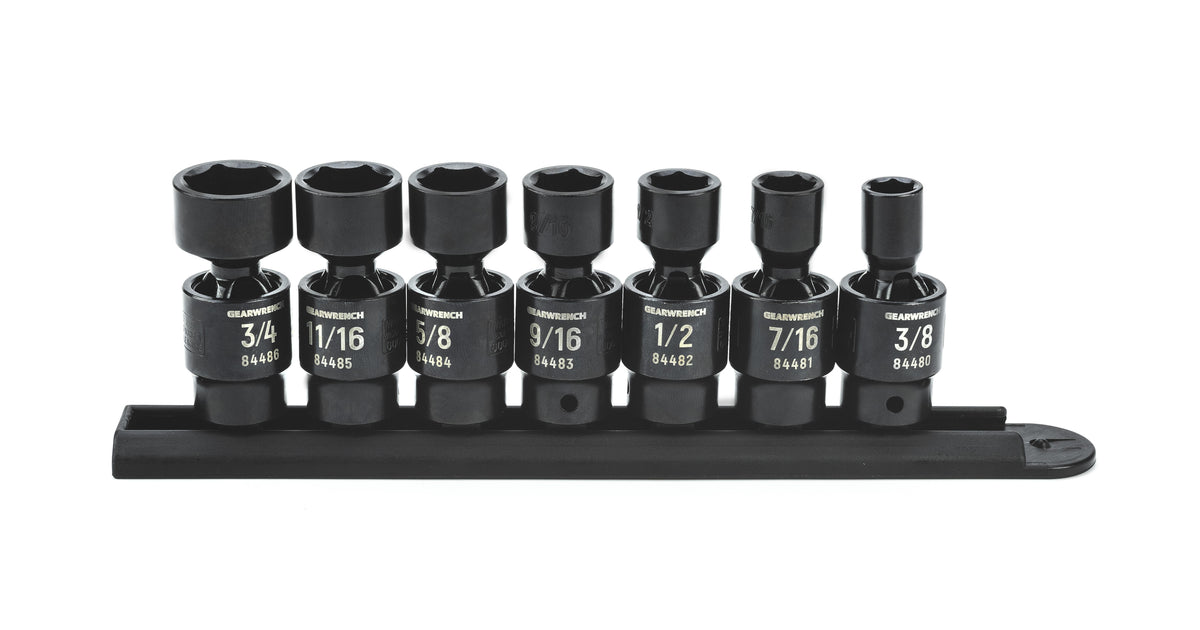 Gearwrench 84974 7 Piece 3/8" Drive 6 Point Standard X-Core™ Pinless Universal Impact SAE Socket Set
