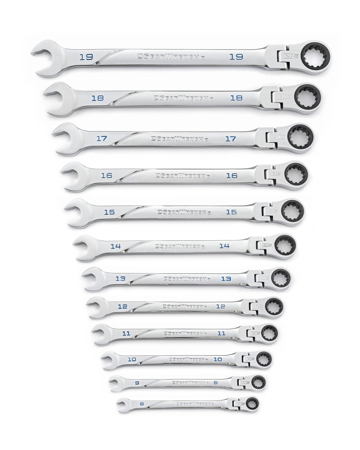 Gearwrench 86229 12 Piece 120XP™ Universal Spline XL Flex Head Ratcheting Combination Metric Wrench Set