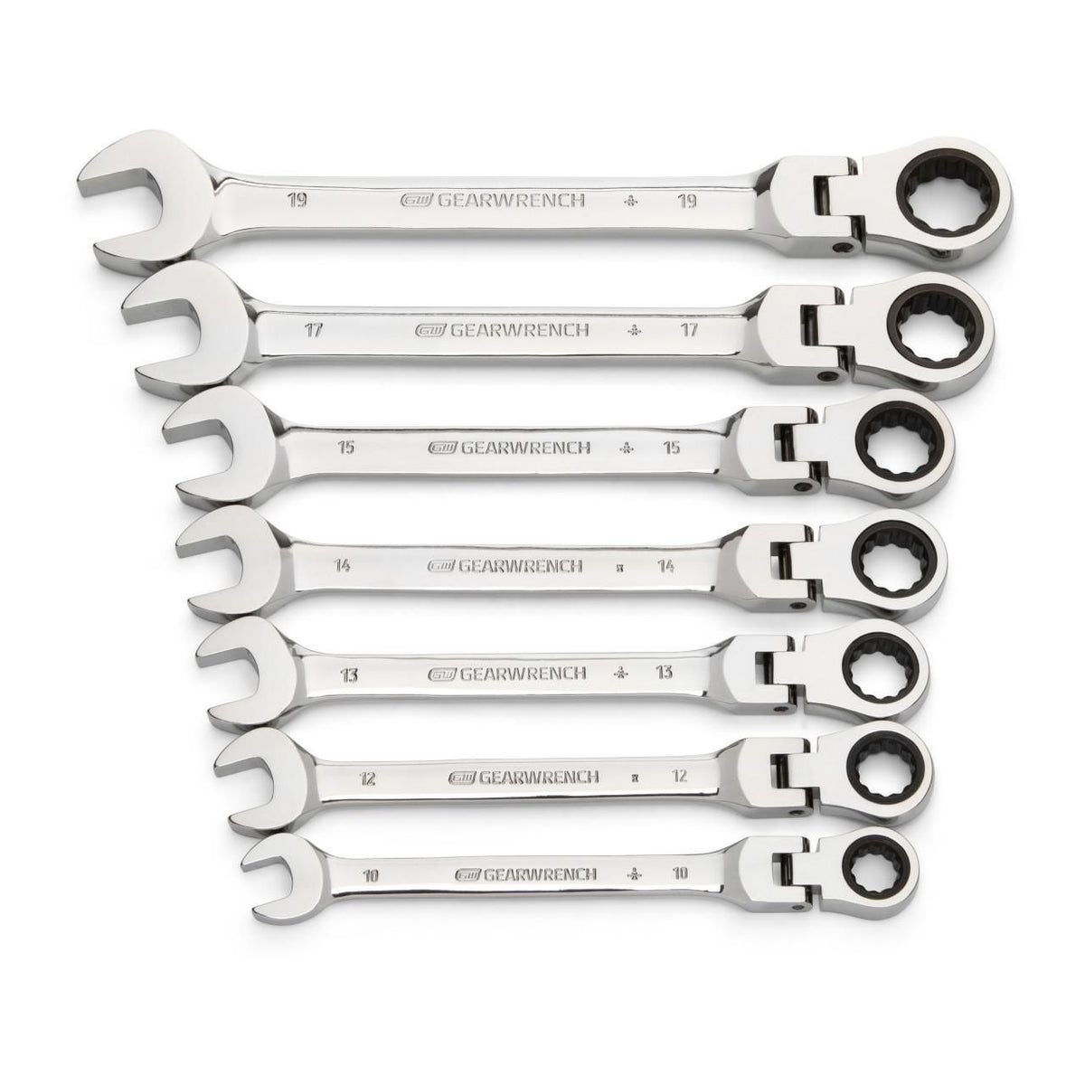 Gearwrench 9900D 7 Piece 72-Tooth 12 Point Flex Head Ratcheting Combination Metric Wrench Set