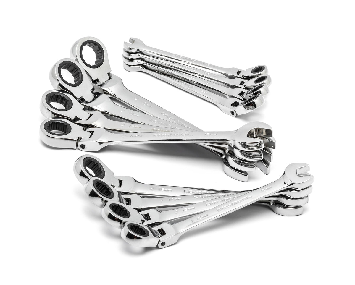Gearwrench 9901D 12 Piece 72-Tooth 12 Point Flex Head Ratcheting Combination Metric Wrench Set
