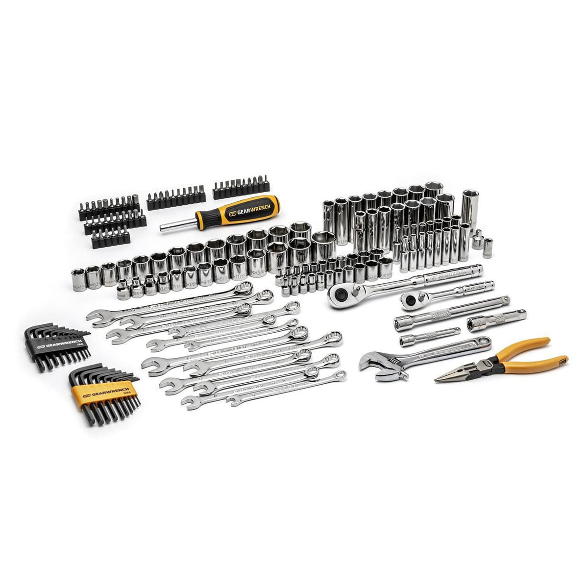 Gearwrench GWPRO168 168 Piece 1/4" & 3/8" Drive 72-Tooth 6 Point Professional Tool Set