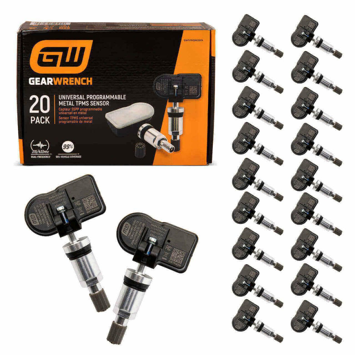 Gearwrench GWTPMSM20PK Universal Programmable Metal TPMS Sensor - 20 Pack