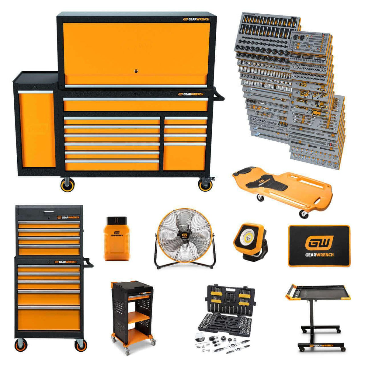 Gearwrench MEGAMOD1331 1331 Piece MEGAMOD Master Mechanics Tool Set in Premium Modular Foam Trays With Tool Storage and Shop Equipment