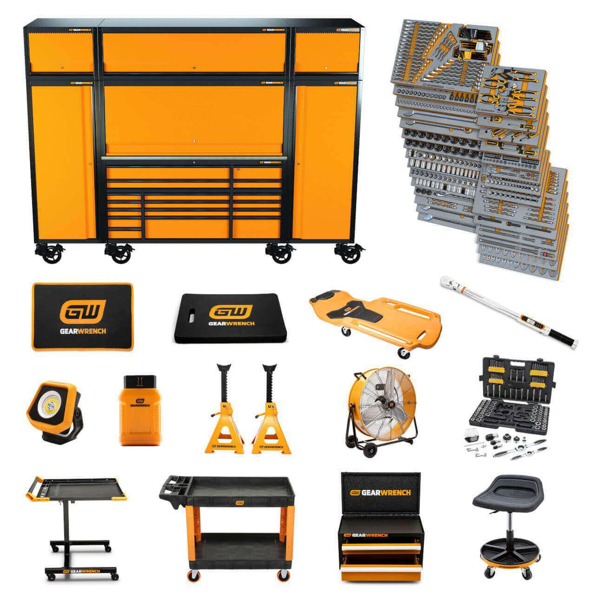 Gearwrench MEGAMOD1858 1858 Piece MEGAMOD Mechanics Tool Set in Premium Modular Foam Trays with Tool Storage & Shop Equipment