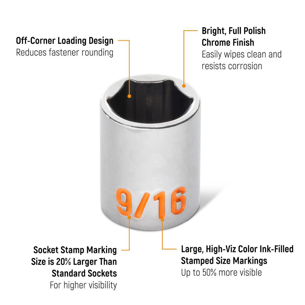 Gearwrench 80303H 10 Piece 1/4" Drive 6 Point SAE Hi-Viz Socket Set