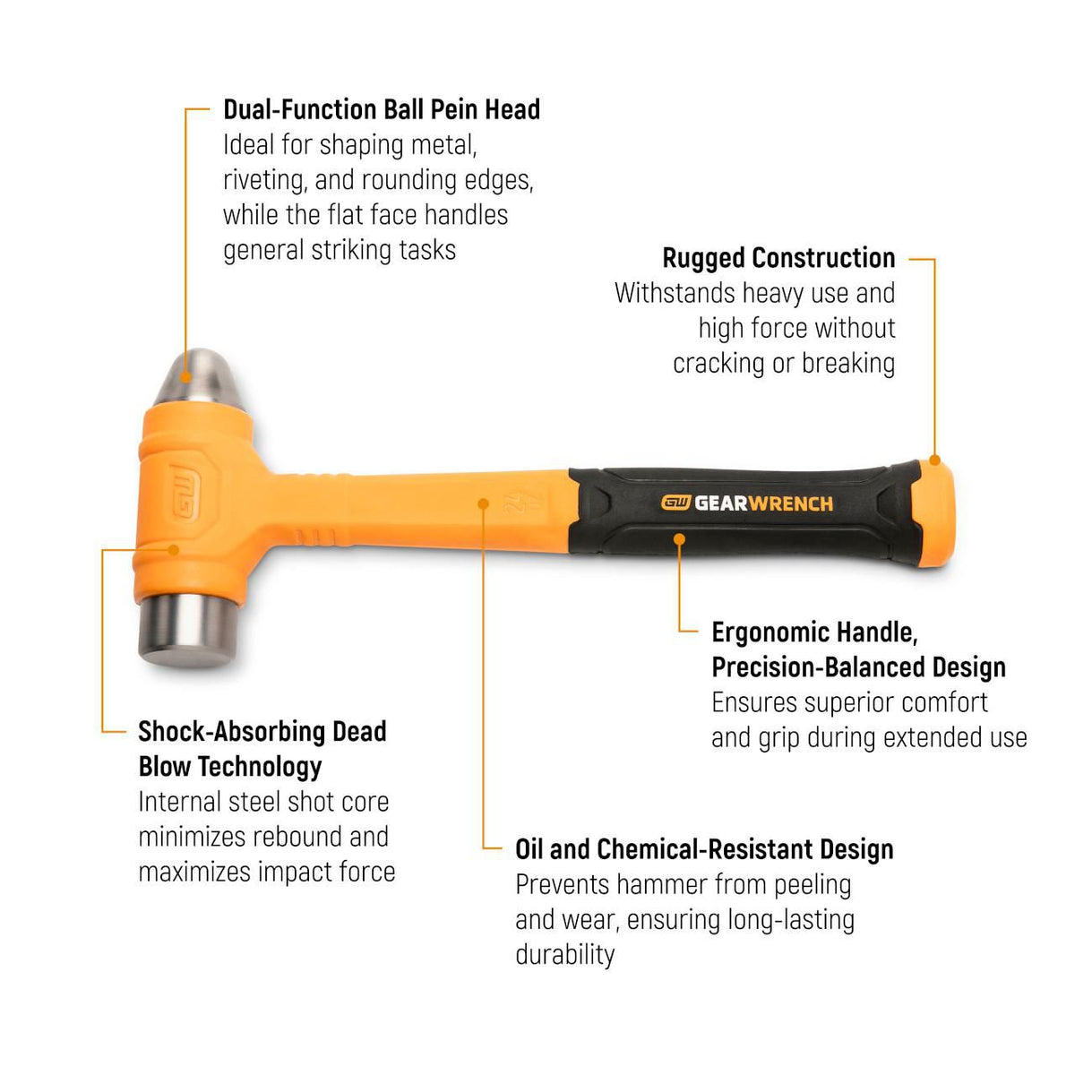 Gearwrench GWH3PCDBBP 3 Piece Dead Blow Ball Pein Hammer Set