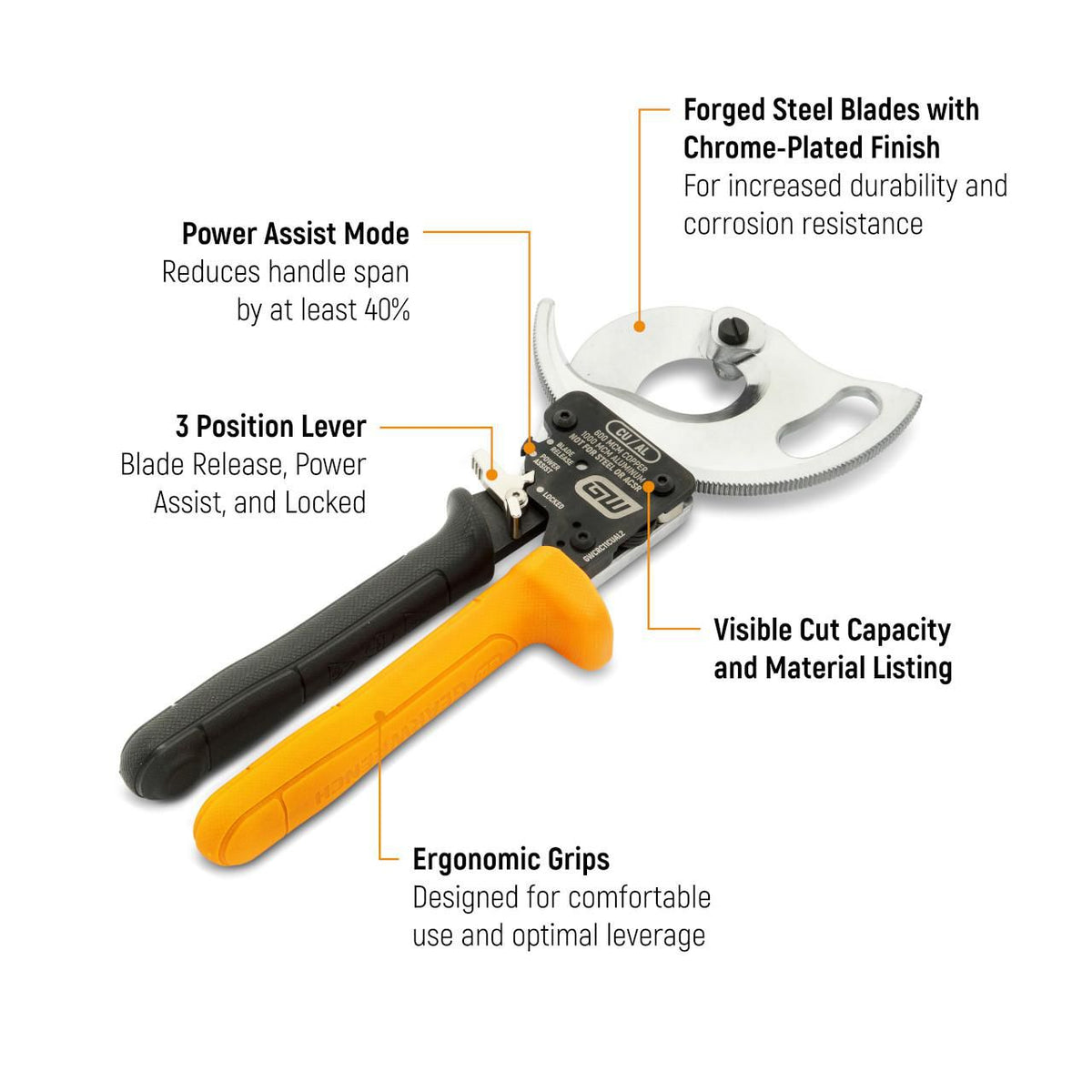 Gearwrench GWCRC11CUAL2 10-1/2" CuAL Compact Ratcheting Cable Cutter