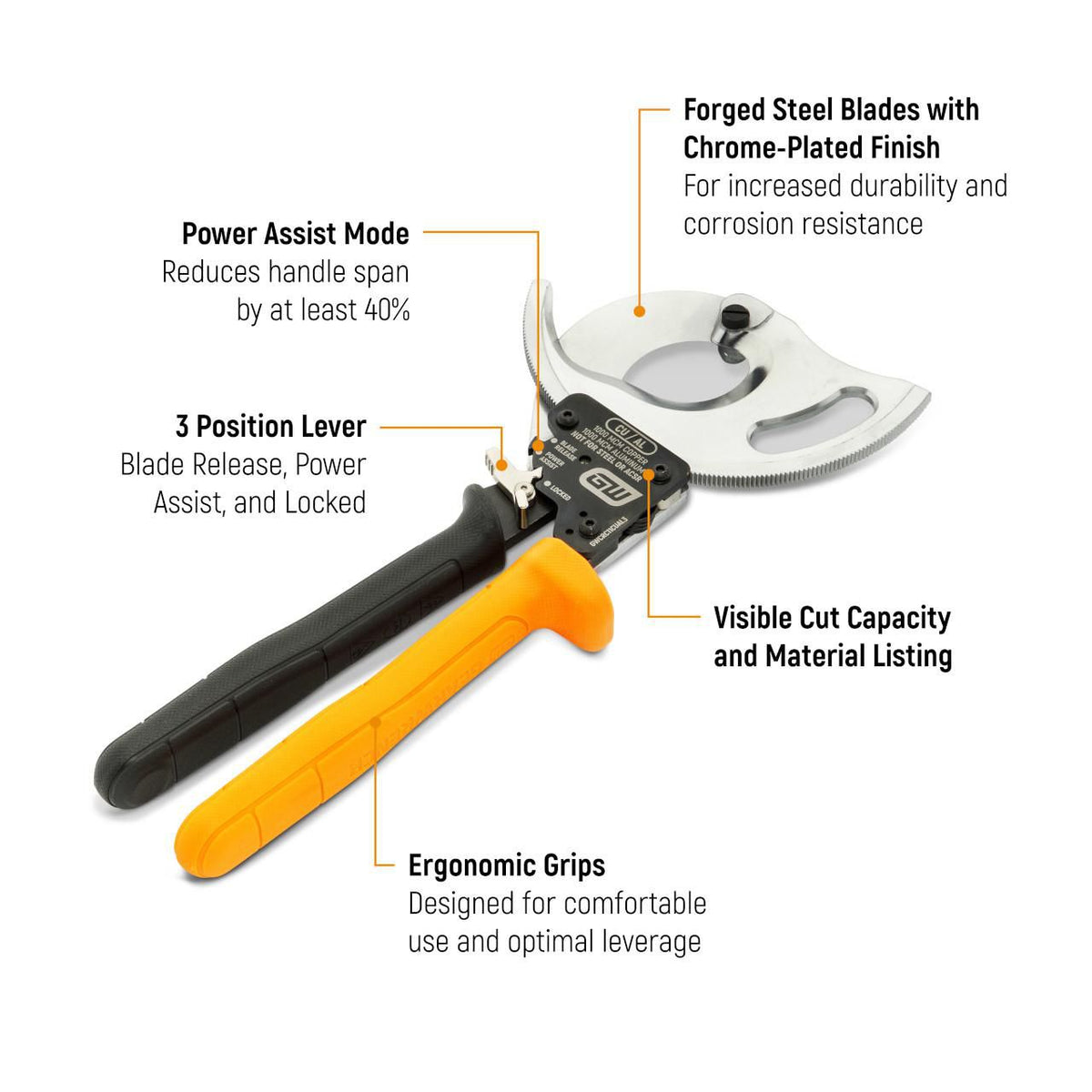 Gearwrench GWCRC11CUAL3 12" CuAl Compact Ratcheting Cable Cutter