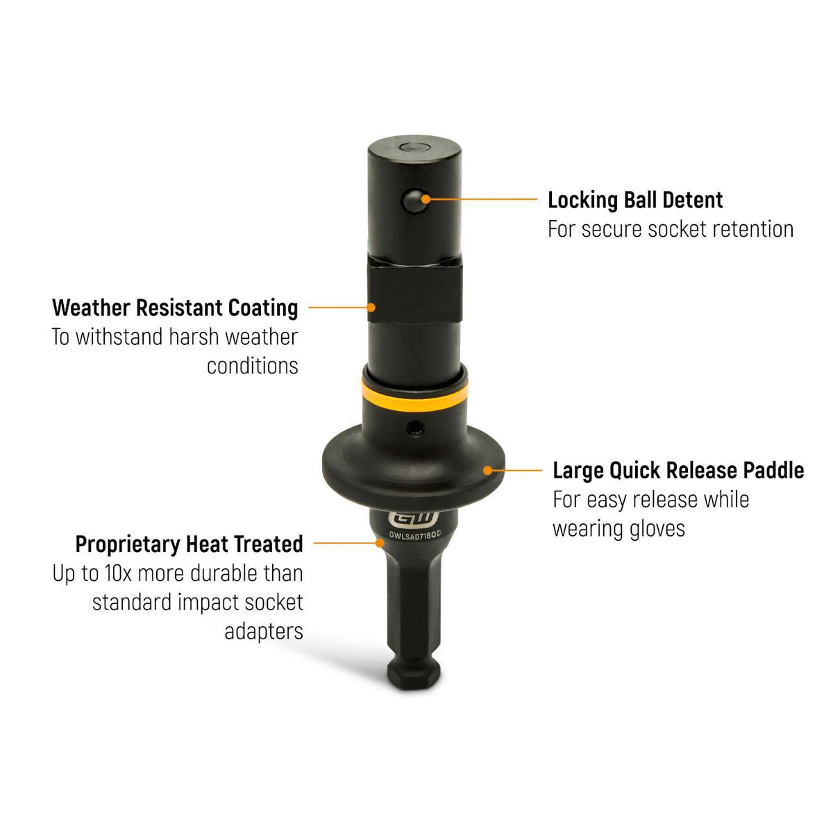 Gearwrench GWLSAD716QD 7/16" Hex x 3/4" Square Lineman Locking Quick Disconnect Impact Adapter