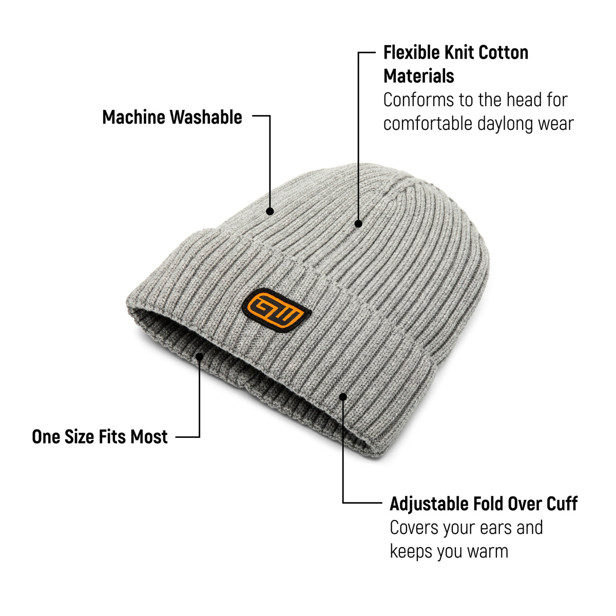 Gearwrench GWSBG Knitted Cuffed Beanie - Grey