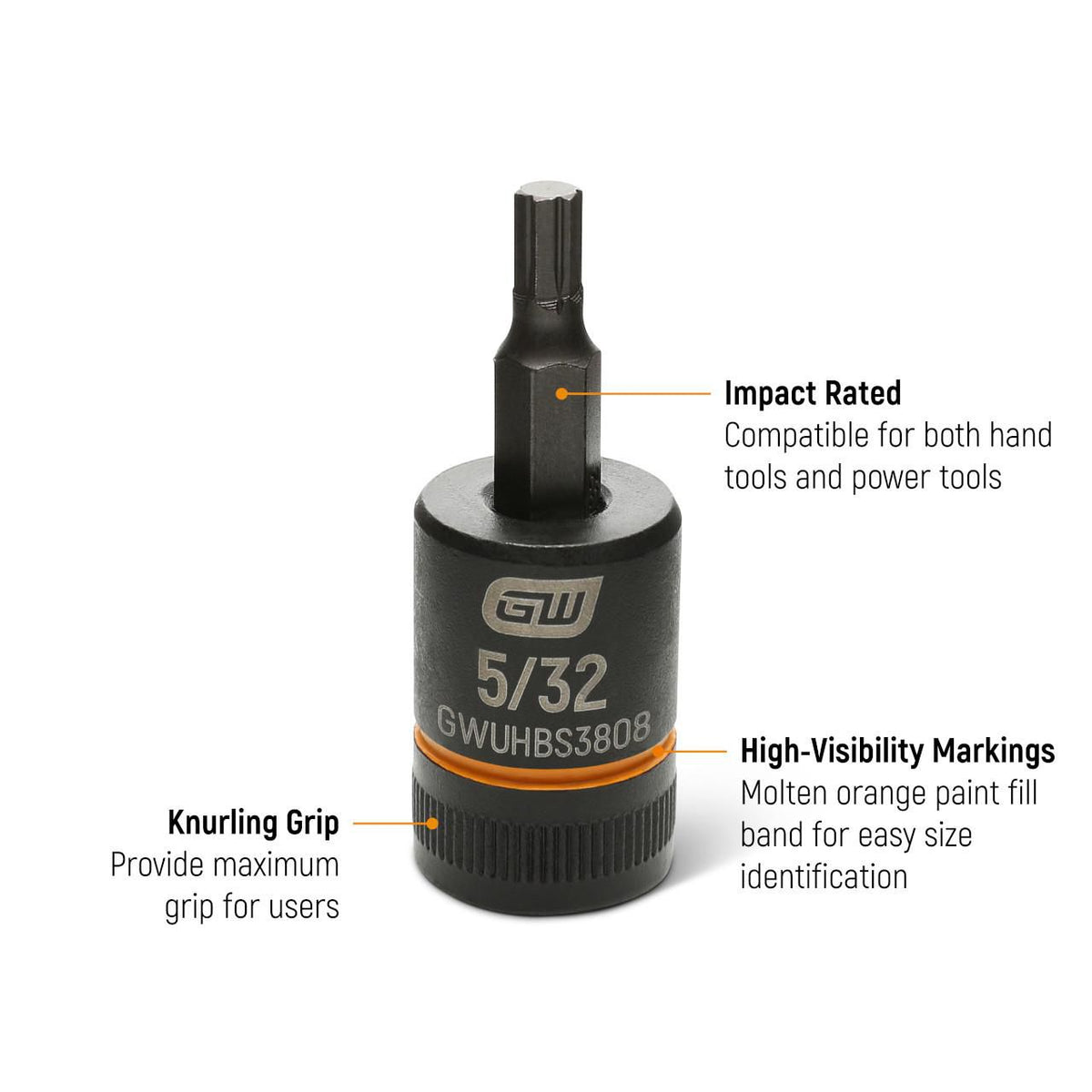 Gearwrench GWUHBSS6 6 Piece 3/8" Drive SAE Impact Bi-directional Hex Bit Socket Set
