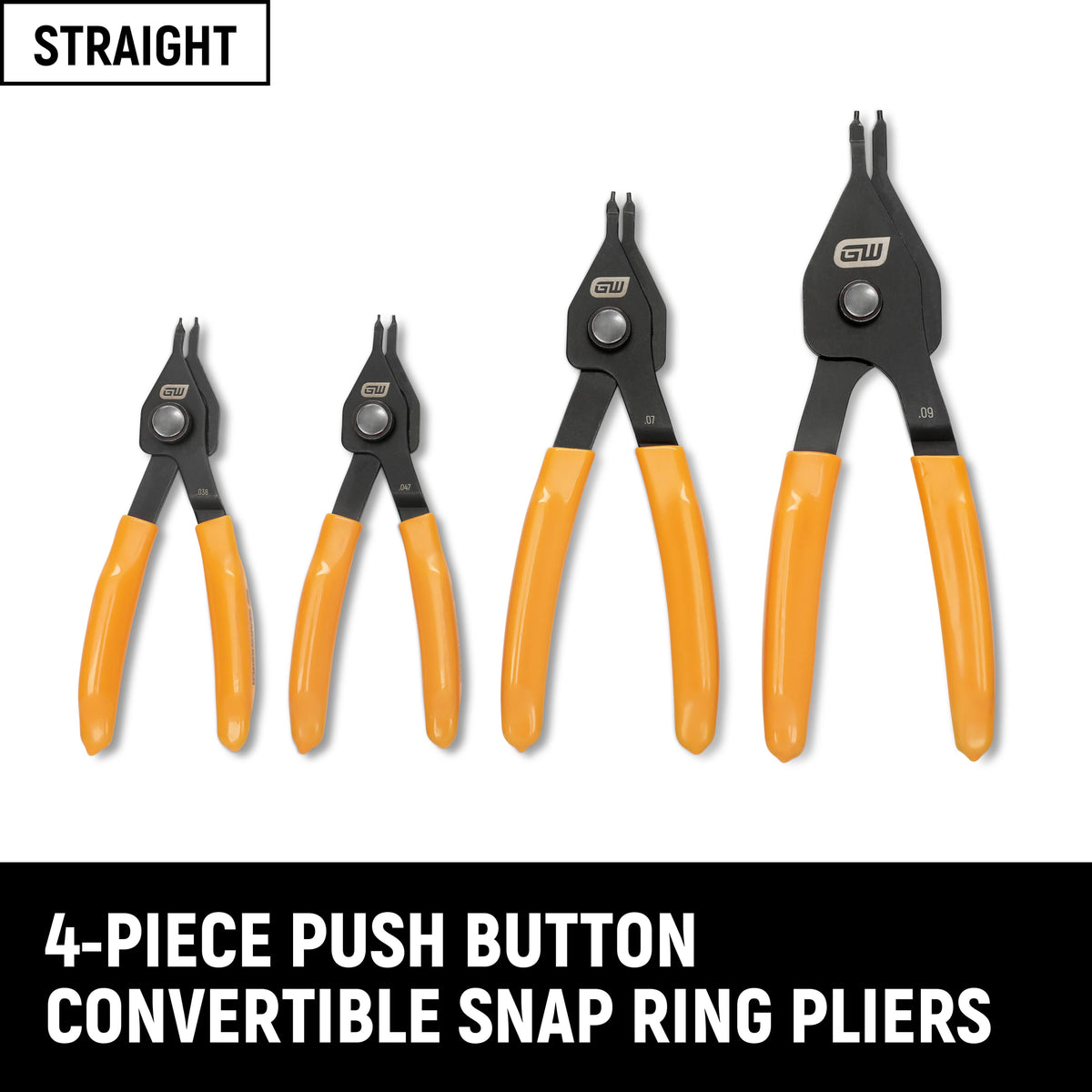 Gearwrench 89712 4 Piece Convertible Push Button Snap Ring Pliers Set