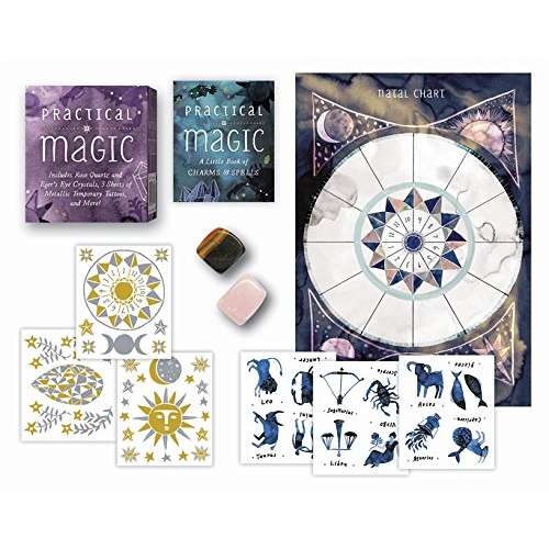 Paradise Clay HCT031 Practical Magic KIT: Includes Rose Quartz and Tiger’s Eye Crystals, 3 Sheets of Metallic Tattoos, and More! - Book
