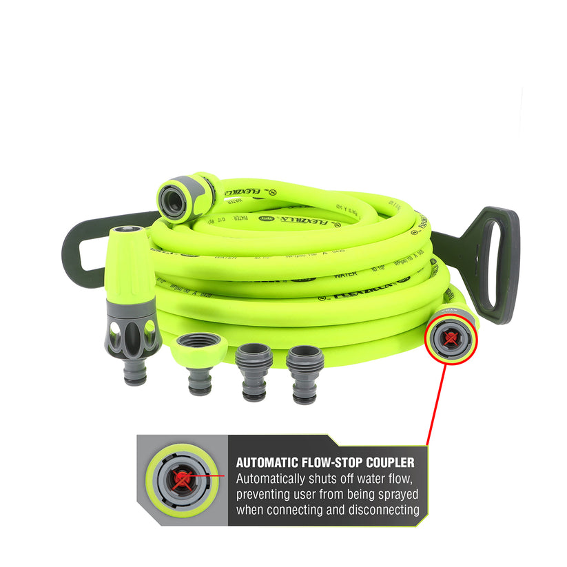 FlexZilla HFZG12050QN Garden Hose Kit with Quick Connect Attachments, 1/2" x 50'