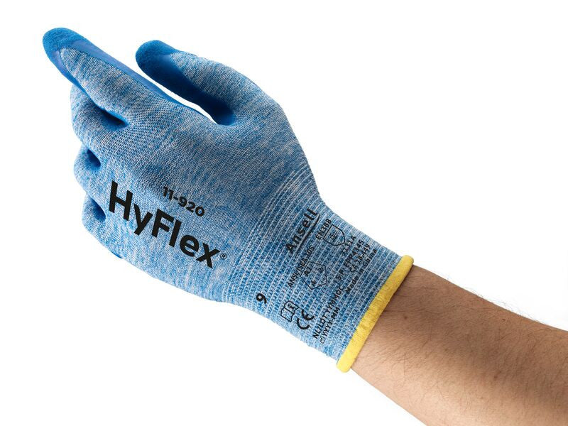 SOS Cleanroom ?255003? Ansell HyFlex 11-920 Cut Resistant and Oil Repellent Industrial Gloves
