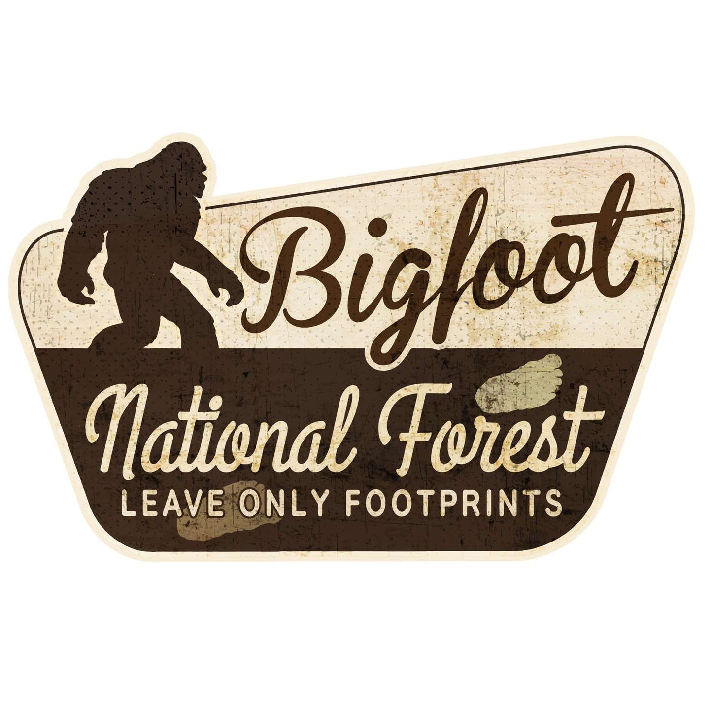 Paradise Clay IHS522 Bigfoot - National Forest Leave only Footprints - Vinyl Sticker (1 STICKER)
