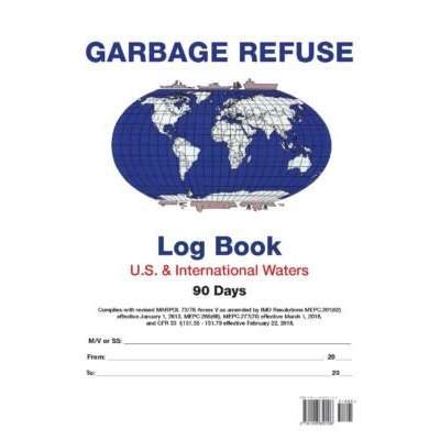 Paradise Clay PRO109 IMO Garbage Refuse Logbook for US and International Waters (90 Days) - Book