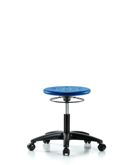 Blue Ridge Ergonomics IPDHSO-RG-RC-BLU Huron Polyurethane Stool - Desk Height with Casters in Blue Polyurethane
