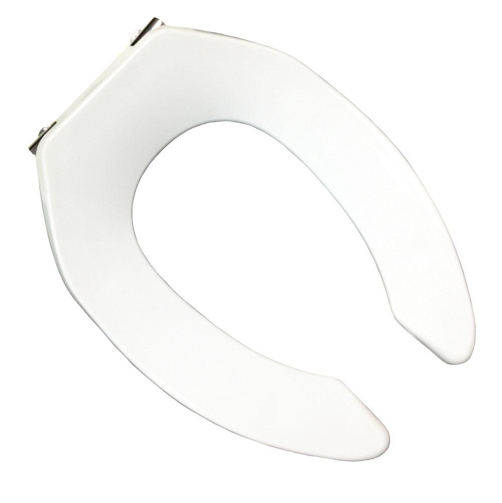 Jones Stephens C106CEZ00 White Premium Plastic Toilet Seat, Open Front less Cover, Slow-Close Self-Sustaining Check Hinges, Elongated