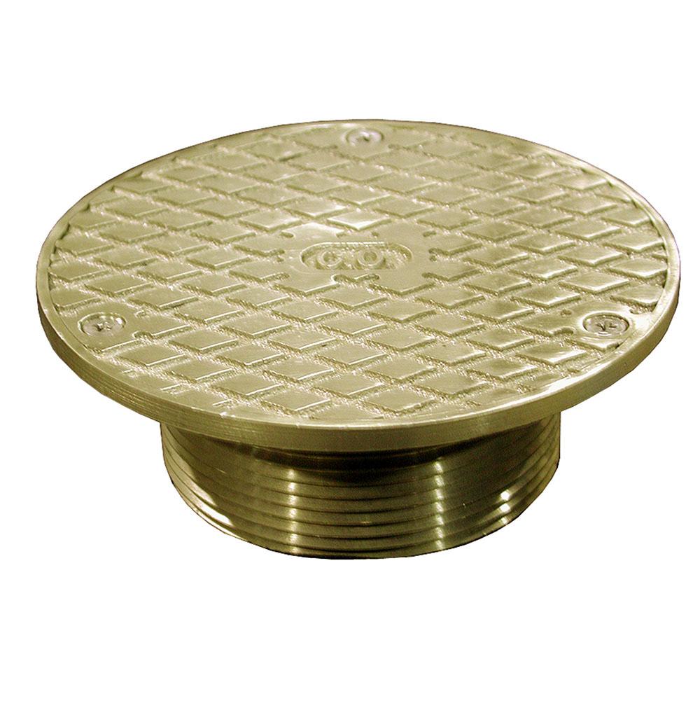 Jones Stephens C37801 3" Metal Cleanout Spud with 5" Polished Brass Round Cover