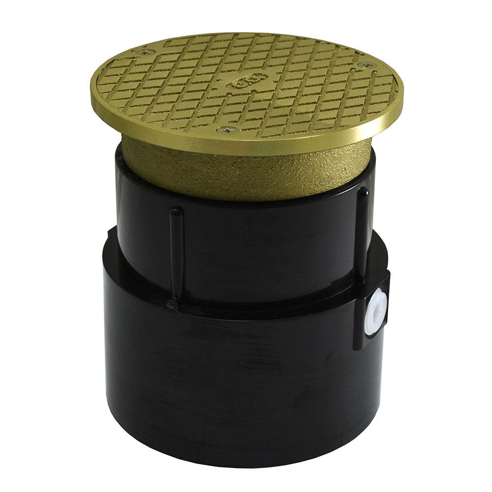Jones Stephens C59065 4" ABS Over Pipe Fit Base Cleanout with 3-1/2" Metal Spud and 5" Polished Brass Cover