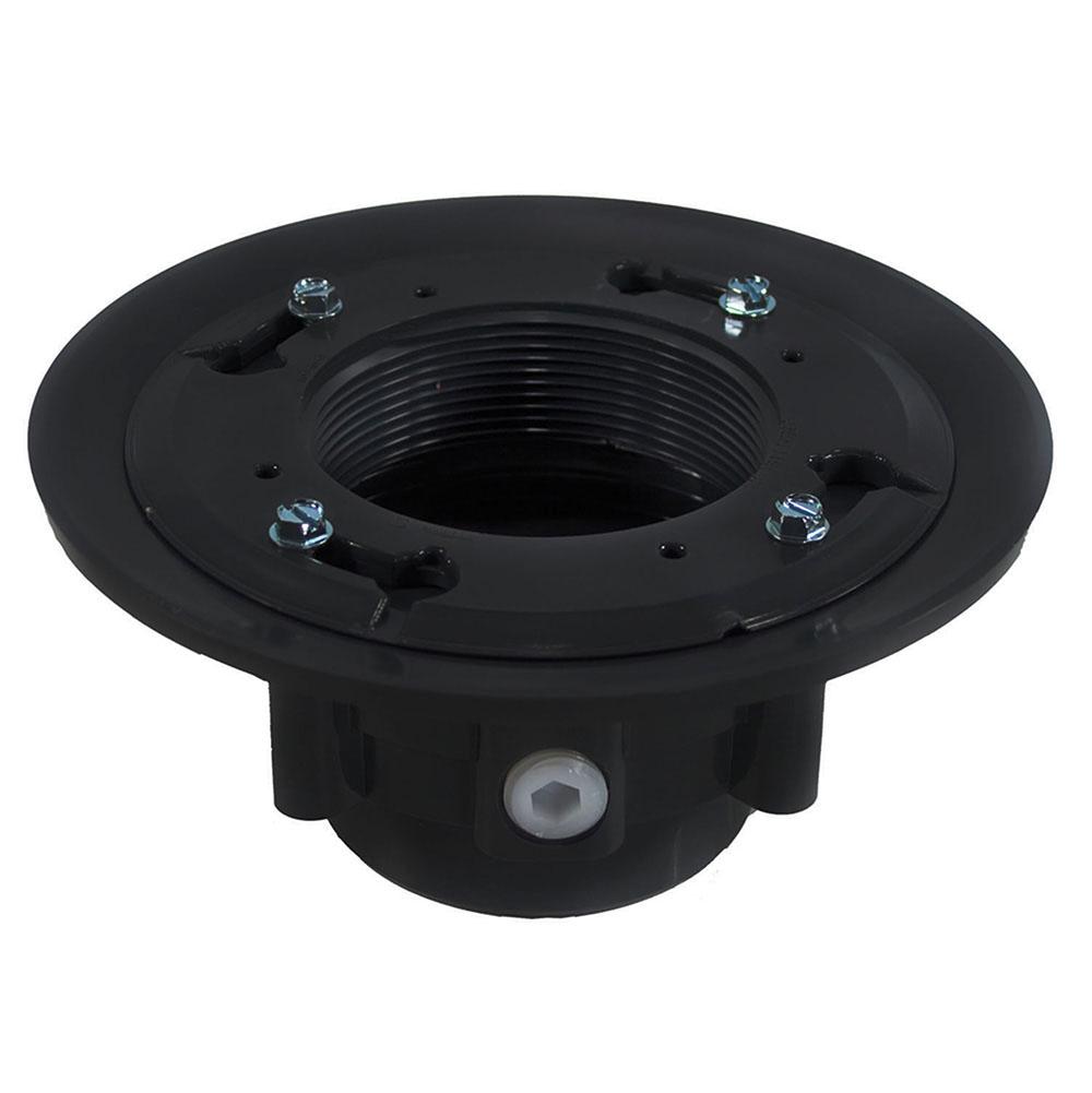 Jones Stephens D49801 2" x 3" PVC Heavy Duty Drain Base with Clamping Ring and Primer Tap, for 3-1/2" Spud