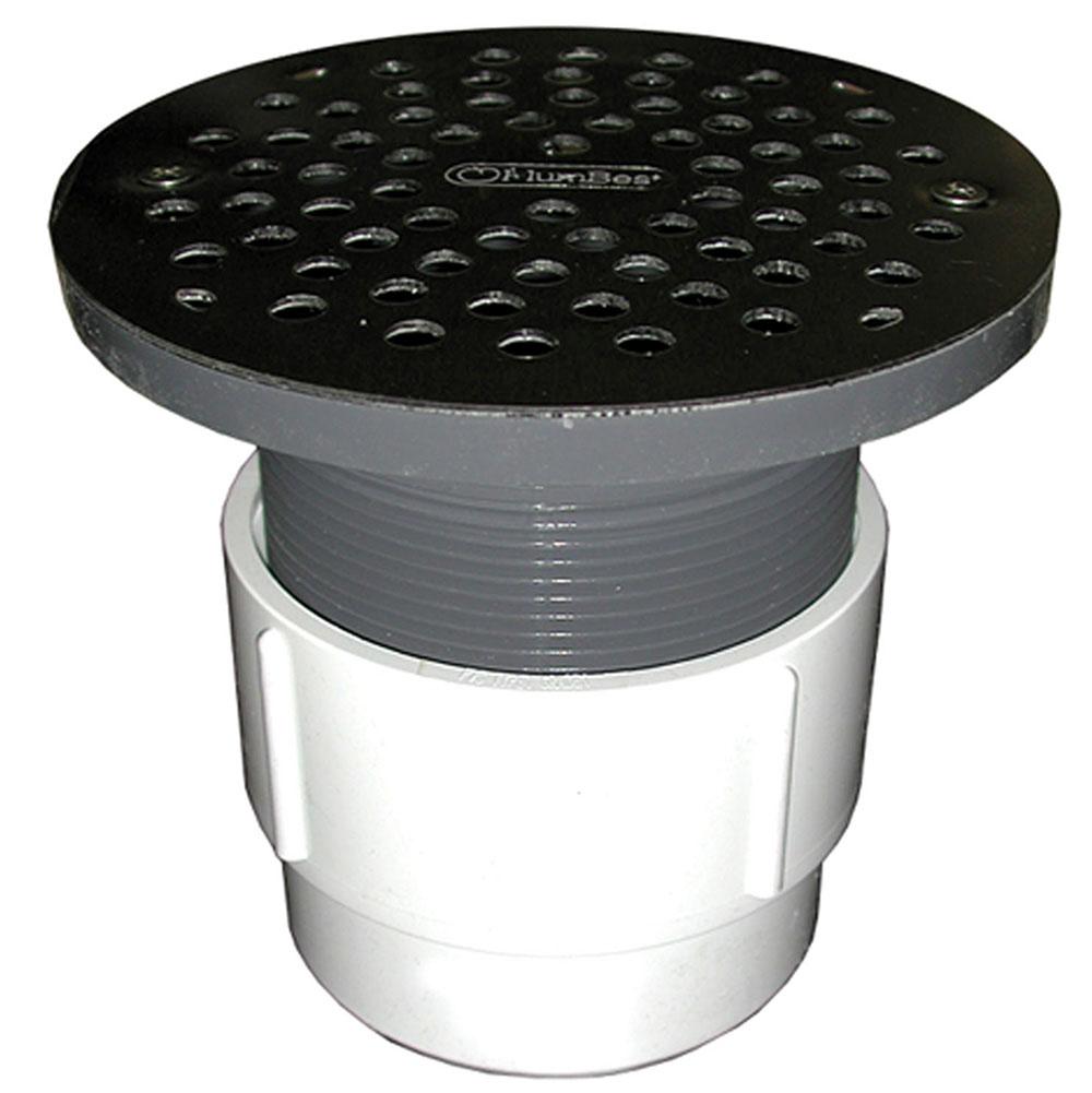 Jones Stephens D53020 3" x 4" PVC Pipe Fit Drain Base with 3-1/2" Plastic Spud and 6" Stainless Steel Strainer