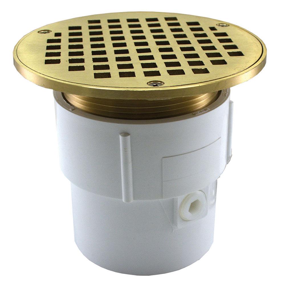Jones Stephens D53138 3" x 4" PVC Pipe Fit Drain Base with 3-1/2" Metal Spud and 8" Nickel Bronze Strainer