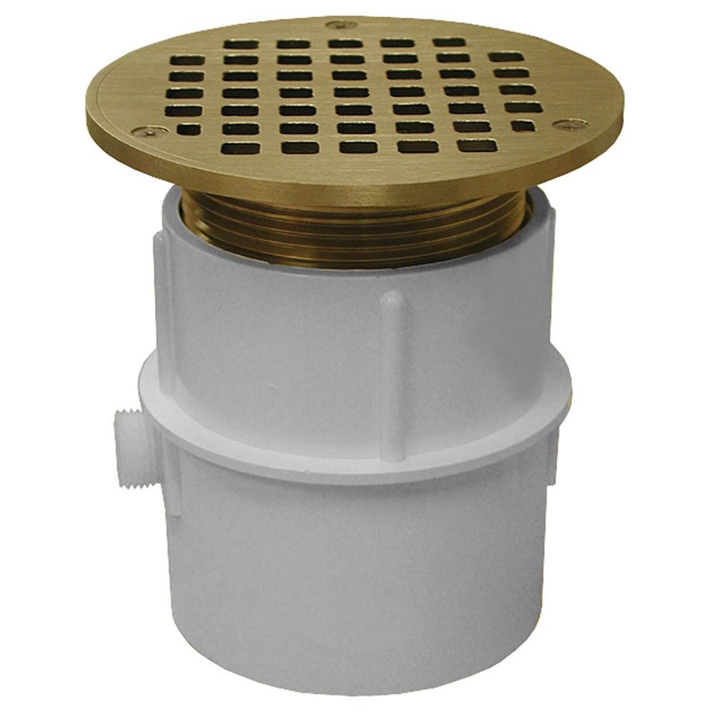 Jones Stephens D53306 3" PVC Over Pipe Fit Drain Base with 3" Metal Spud and 5" Nickel Bronze Strainer