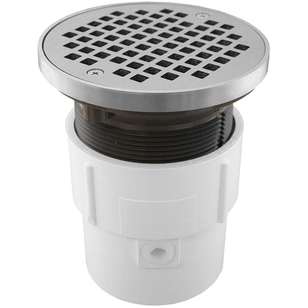 Jones Stephens D53434 3" x 4" PVC Pipe Fit Drain Base with 3-1/2" Plastic Spud and 5" Chrome Plated Strainer with Ring