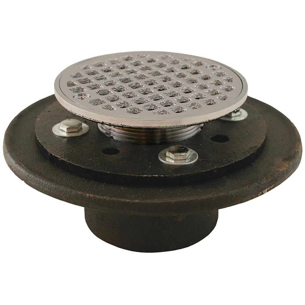 Jones Stephens D60211 2" Inside Caulk Shower/Floor Drain with 6-1/2" Pan and 6" Chrome Plated Cast Round Strainer