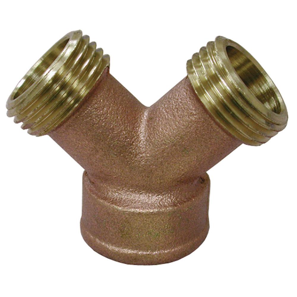 Jones Stephens G20150 3/4" x 3/4" Brass Garden Hose Wye, Lead Free