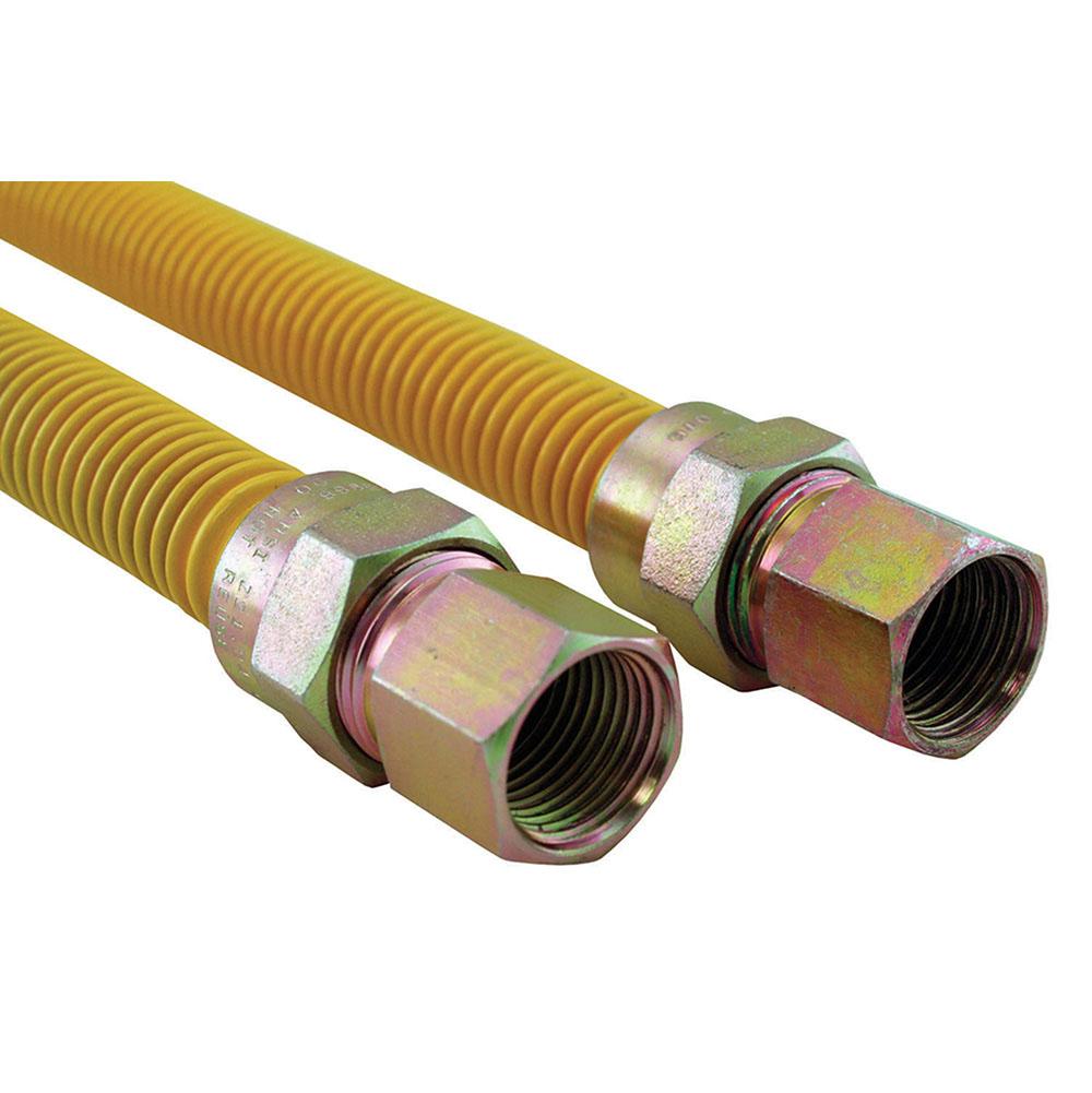 Jones Stephens G70130 3/8" OD (1/4" ID) X 36" Long, 3/8" Female Pipe Thread X 3/8" Female Pipe Thread, Yellow Coated Corrugated Stainless Steel Gas Connector