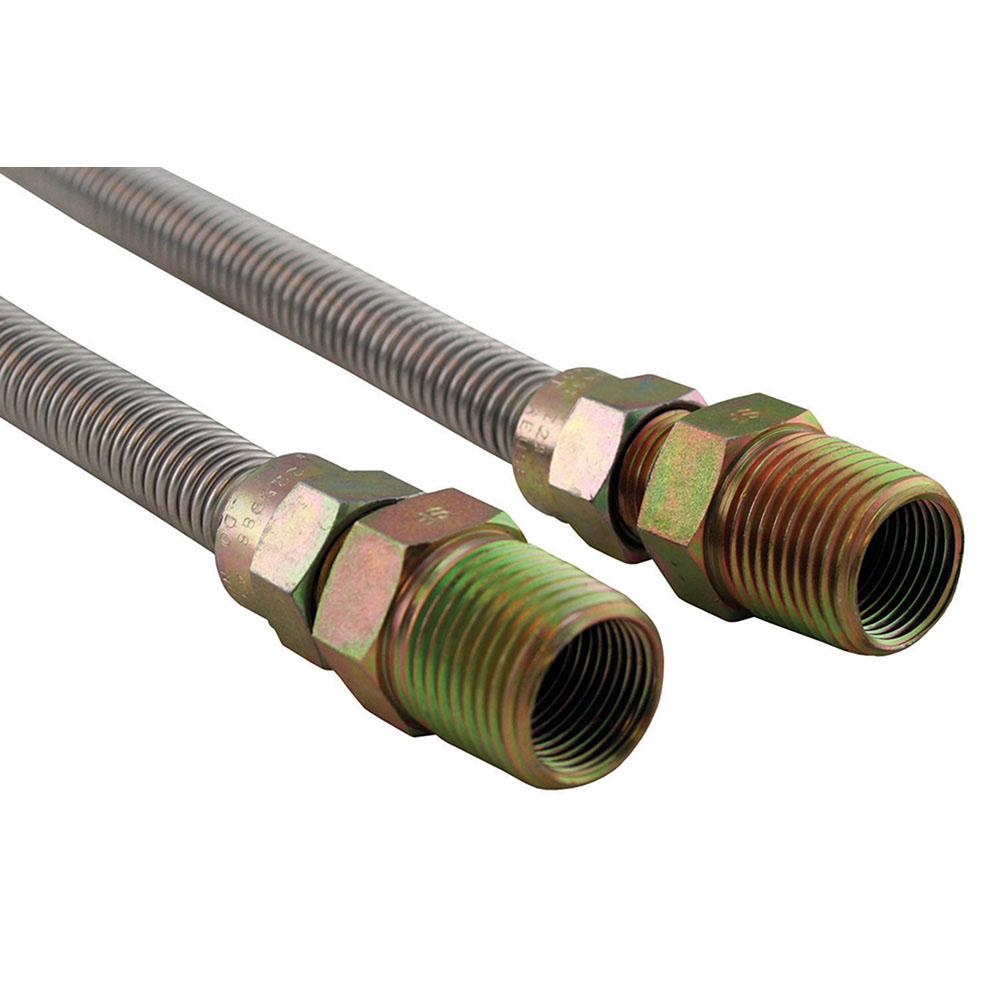 Jones Stephens G71062 5/8" OD (1/2" ID) X 60" Long, 1/2" Male Pipe Thread X 1/2" Male Pipe Thread, Uncoated Corrugated Stainless Steel Gas Connector