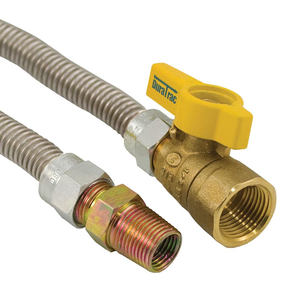 Jones Stephens G71245 5/8" OD (1/2" ID) Gas Connector Assembly, Yellow Coated, 1/2" MIP x 3/4" FIP Ball Valve x 48"