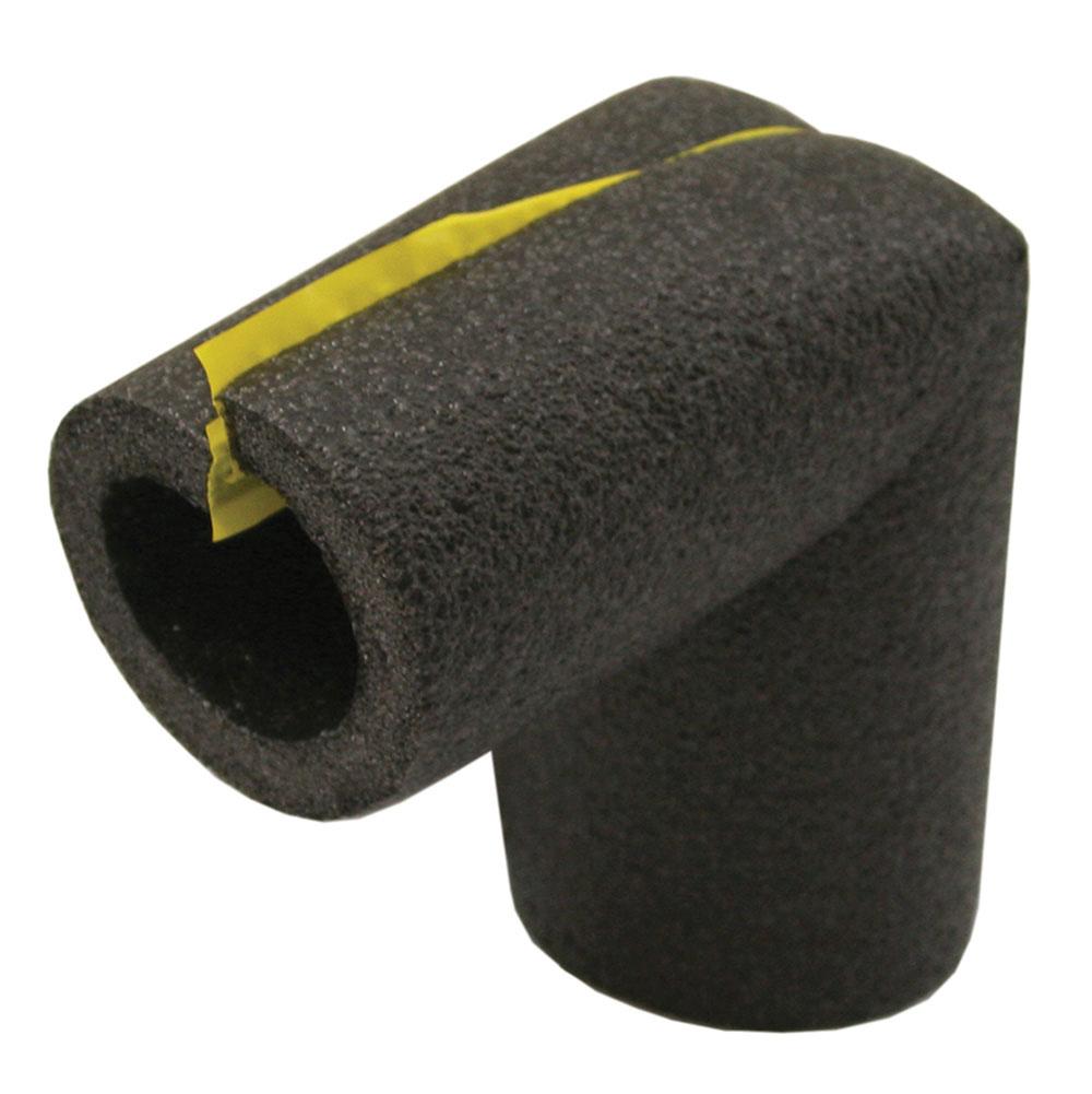 Jones Stephens I59150 1/2" ID Self-Sealing Black Polyethylene Foam Pipe Insulation Elbow, 3/8" Wall Thickness