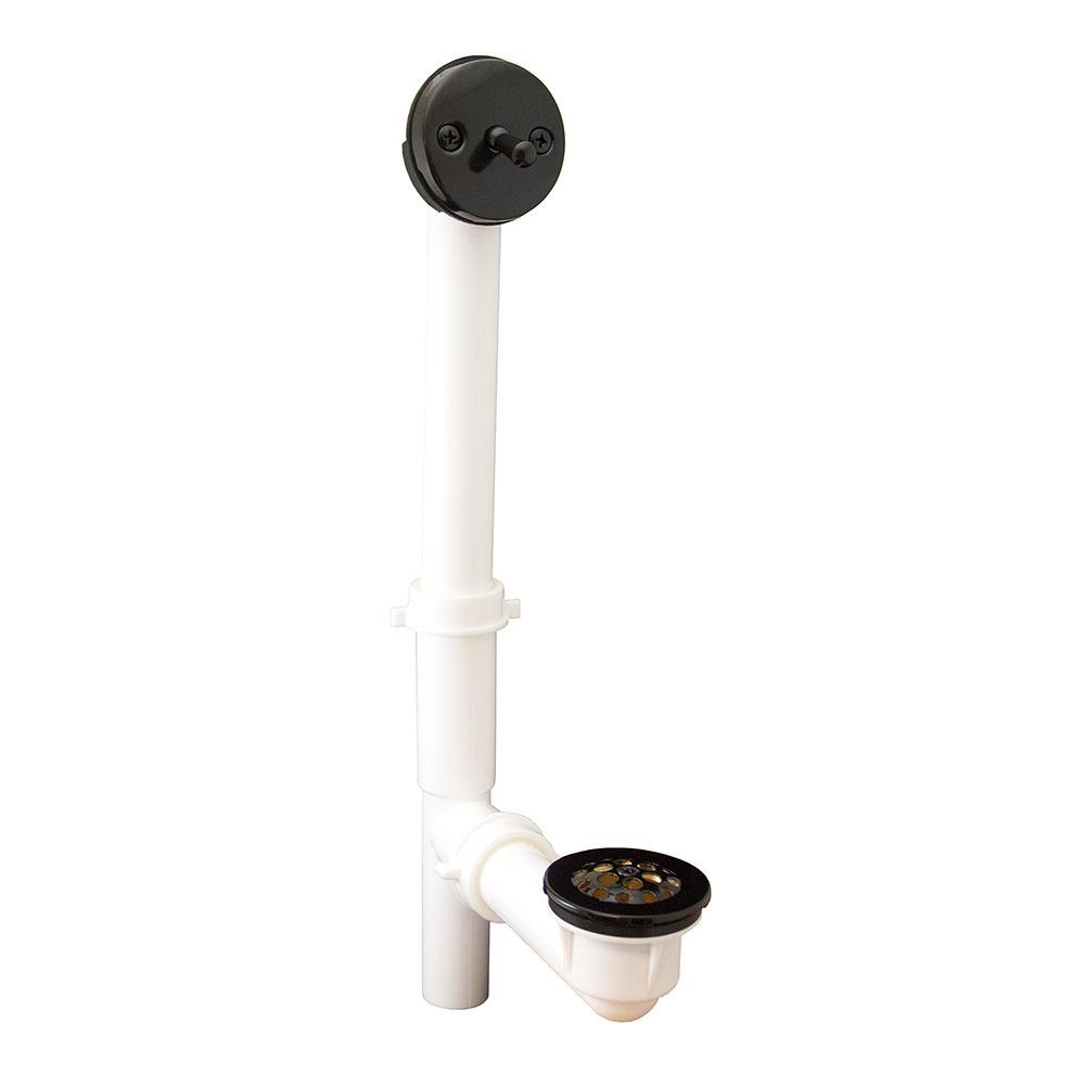 Jones Stephens P3761BL Black Two-Hole Trip Lever Bath Waste Kit, Tubular Full Kit, White Plastic
