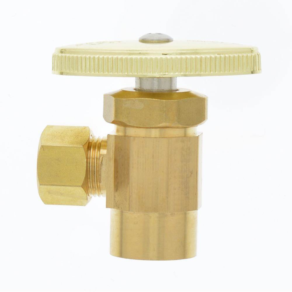 Jones Stephens S10419 1/2" SWT x 3/8" OD Comp Multi-Turn Angle Supply Stop Valve, Rough Brass