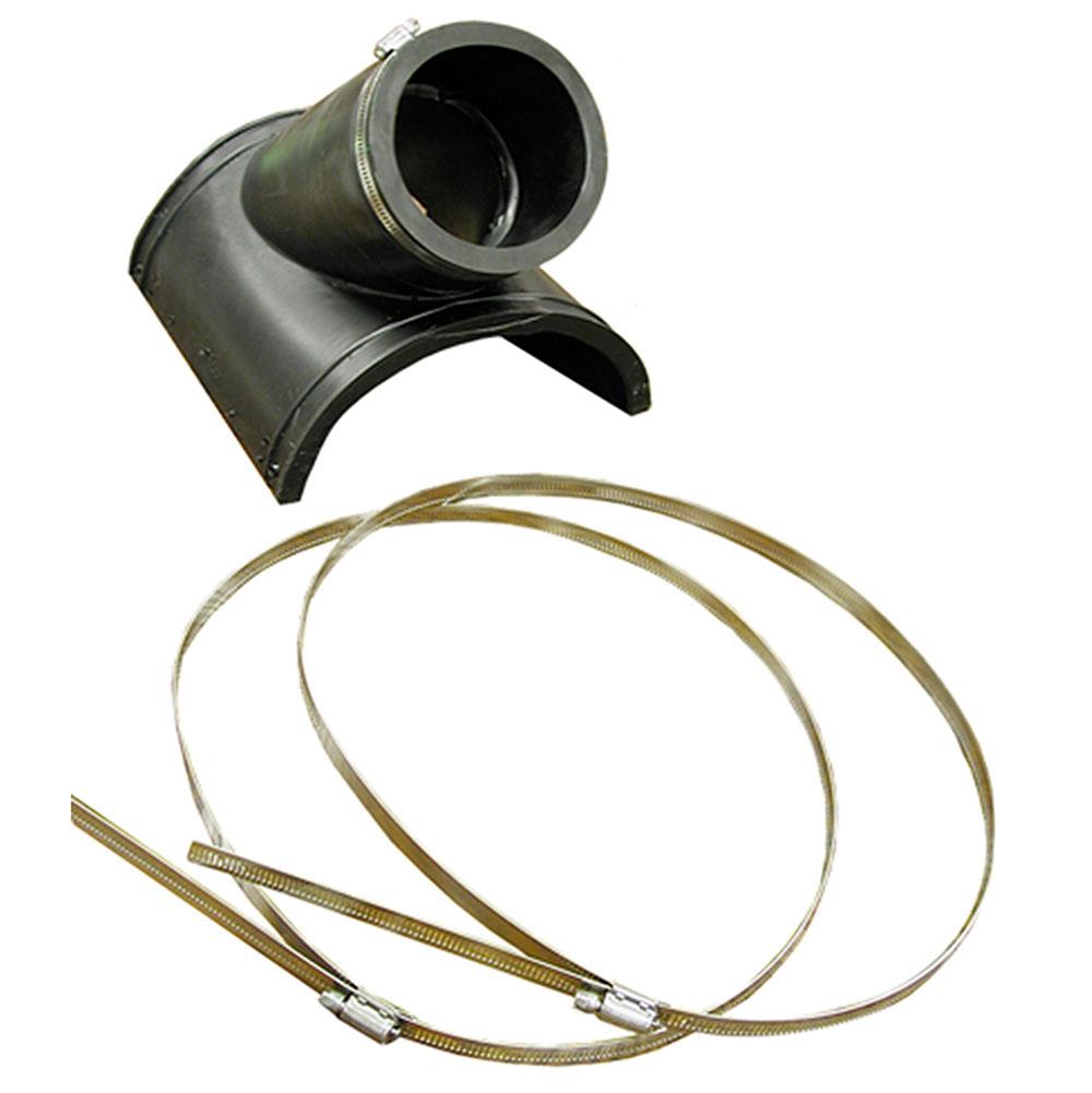 Jones Stephens S27002 Flexible PVC Saddle Wye, 4" Plastic - 6" Clay Saddle x 4" Sch. 40 Cast Iron or SDR35 Inlet